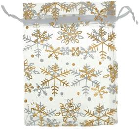 img 1 attached to 🎁 Набор из 100 рождественских органзовых мешочков с снежинками, для упаковки ювелирных изделий, подарков, свадебных подарков (4x6" / 10x15см)