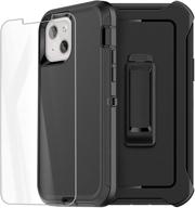 📱 aicase for iphone 13 case | belt-clip holster + screen protector | heavy duty protective phone case | full body military grade protection | shockproof/dustproof/drop proof rugged cover (black) logo