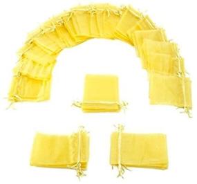 img 2 attached to 🎁 Brybelly 50-Pack of 4x6" Yellow Drawstring Organza Storage Bags - Ideal Party Favor Pouch for Events; Weddings, Showers, Birthdays & Holidays. Perfect for Gifts, Candy, Collectibles & Jewelry Storage