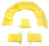 🎁 brybelly 50-pack of 4x6" yellow drawstring organza storage bags - ideal party favor pouch for events; weddings, showers, birthdays & holidays. perfect for gifts, candy, collectibles & jewelry storage logo