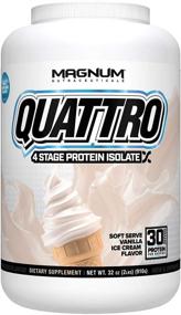 img 4 attached to 🍦 2lb Vanilla Ice Cream Magnum Nutraceuticals Quattro Protein Powder - Pharmaceutical Grade Protein Isolate - Lactose Free, Gluten Free, Peanut Free