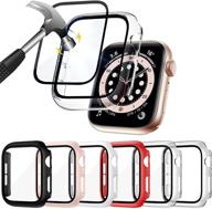 🍎 zebre корпус для часов apple watch se/series 6/5/4 44 мм с защитным закаленным стеклом - полный защитный бампер 6 штук логотип