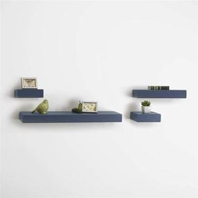 img 2 attached to 📚 Melannco Distressed Navy Floating Chunky Shelves - Set of 4 for Bedroom, Living Room, Bathroom, Kitchen, Nursery - 4 Count