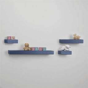 img 1 attached to 📚 Melannco Distressed Navy Floating Chunky Shelves - Set of 4 for Bedroom, Living Room, Bathroom, Kitchen, Nursery - 4 Count