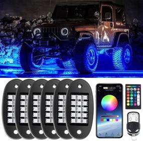 img 4 attached to 🌈 RGB LED Rock Lights, 90 LEDs Multicolor Neon Underglow Lighting Kit with APP/RF Control, IP68 Waterproof Music Sync Rock Lights for Trucks Off Road SUV ATV UTV Boat +6 Extension Wire