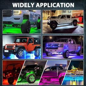 img 3 attached to 🌈 RGB LED Rock Lights, 90 LEDs Multicolor Neon Underglow Lighting Kit with APP/RF Control, IP68 Waterproof Music Sync Rock Lights for Trucks Off Road SUV ATV UTV Boat +6 Extension Wire