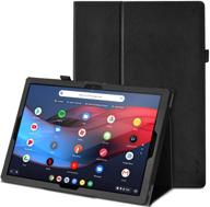 📱 poetic slimfolio series google pixel slate 12.3 inch case – premium slim synthetic leather flip stand cover with stylus loop, auto sleep/wake, magnetic closure - black logo