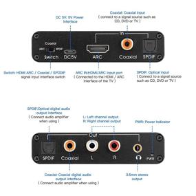 img 3 attached to 🔊 HDMI ARC Аудио Извлекатель: Премиум DAC Конвертер для ТВ с аналоговым стерео RCA, коаксиальным SPDIF и поддержкой 3,5 мм разъема - Извлечение аудио 192КГц.