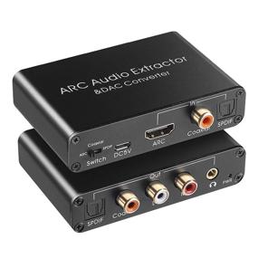 img 4 attached to 🔊 HDMI ARC Аудио Извлекатель: Премиум DAC Конвертер для ТВ с аналоговым стерео RCA, коаксиальным SPDIF и поддержкой 3,5 мм разъема - Извлечение аудио 192КГц.