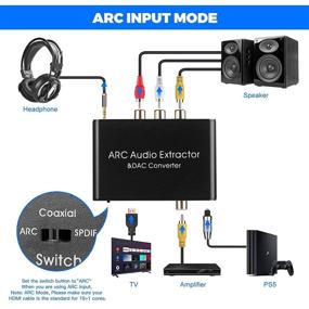 img 2 attached to 🔊 HDMI ARC Аудио Извлекатель: Премиум DAC Конвертер для ТВ с аналоговым стерео RCA, коаксиальным SPDIF и поддержкой 3,5 мм разъема - Извлечение аудио 192КГц.