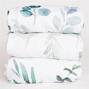 img 4 attached to 🌿 NODNAL CO. Leafy Bassinet Fitted Sheet Set (3 Pack) - 100% Jersey Cotton for Baby Girl or Boy - Gender Neutral Leafs, Greenery, and Floral Eucalyptus Sheets - 160 GSM
