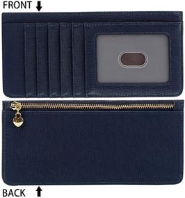 img 3 attached to Women's Slim Long Credit Card Wallet with Zipper Pocket for Cash, Coin, Receipt, and ID Card