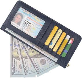 img 1 attached to Women's Slim Long Credit Card Wallet with Zipper Pocket for Cash, Coin, Receipt, and ID Card