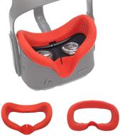 🔴 masiken upgrade vr face silicone cover mask & face cushion for oculus quest, breathable face padding, refreshing comfortable sweatproof design (red) logo