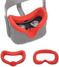 img 4 attached to 🔴 MASiKEN Upgrade VR Face Silicone Cover Mask & Face Cushion for Oculus Quest, Breathable Face Padding, Refreshing Comfortable Sweatproof Design (Red)