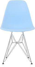 img 4 attached to 🪑 CozyBlock Molded Plastic Dining Shell Chairs - Set of 2, Blue - 20" L x 18.5" W x 31.5" H - Steel Eiffel Legs