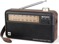 ретро-радио retekess tr614 am fm, портативные радиоприемники с превосходным приемом, винтажное радио с антенной длиной 23,62 дюймов, идеальное старомодное радио для использования на улице (черное) логотип