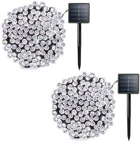 img 4 attached to 🌟 Lalapao 2 Pack Solar String Lights - 72ft 22m 200 LED 8 Modes - Solar Powered Xmas Outdoor Lights - Waterproof Starry Christmas Fairy Lights for Indoor Gardens, Homes, Weddings, Holiday Parties (White)