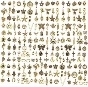 img 4 attached to Wholesale Bulk Charms for Jewelry Making Supplies - 200/300pcs AleapDoll Bracelet Charms Necklace Pendant Earring Tibetan Antique Gold Craft Supplies DIY Accessories