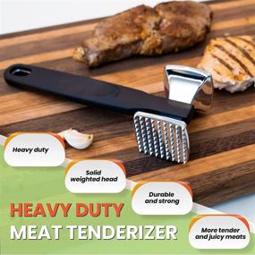 img 1 attached to 🥩 Heavy Duty Meat Tenderizer and Heavy Mallet Tool for Spring Chefs - Solid Aluminum Construction with Chrome Plating, Soft Grip Handle, Black