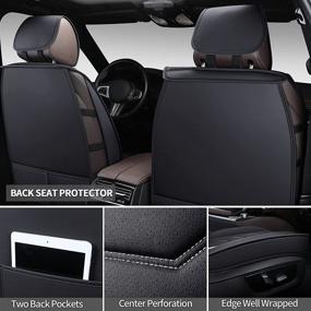 img 1 attached to 🚗 Enhance Your Car's Interior with SPEED TREND Leather Car Seat Covers - Premium PU Leather, Universal Fit, Front Pair, Black & White