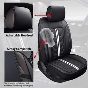 img 2 attached to 🚗 Enhance Your Car's Interior with SPEED TREND Leather Car Seat Covers - Premium PU Leather, Universal Fit, Front Pair, Black & White