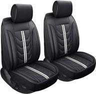 🚗 enhance your car's interior with speed trend leather car seat covers - premium pu leather, universal fit, front pair, black & white logo
