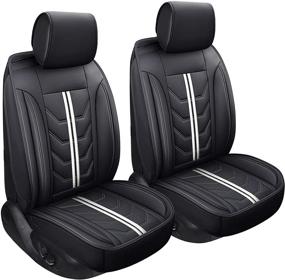 img 4 attached to 🚗 Enhance Your Car's Interior with SPEED TREND Leather Car Seat Covers - Premium PU Leather, Universal Fit, Front Pair, Black & White