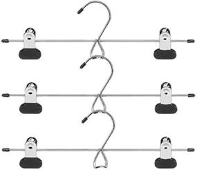 img 1 attached to 👗 Set of 3 Ebony Chrome Add-On Skirt/Slack Hangers by Whitmor: Optimize Your Search