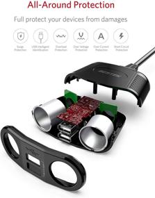 img 3 attached to 🚗 BESTEK 150W Car Charger Splitter with 2 Sockets, Dual USB Ports, and 26-Inch Cord - Ideal for Cellphones, GPS, and Dash Cams