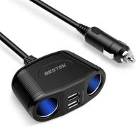 🚗 bestek 150w car charger splitter with 2 sockets, dual usb ports, and 26-inch cord - ideal for cellphones, gps, and dash cams logo