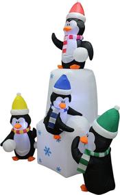 img 1 attached to 8-Foot Tall Christmas Inflatable Penguins Family: Snowball Fun in Snow! Blow Up LED Lights Decor for Home & Yard