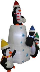 img 2 attached to 8-Foot Tall Christmas Inflatable Penguins Family: Snowball Fun in Snow! Blow Up LED Lights Decor for Home & Yard