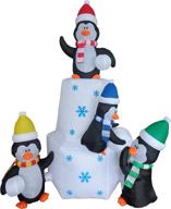 8-foot tall christmas inflatable penguins family: snowball fun in snow! blow up led lights decor for home & yard logo