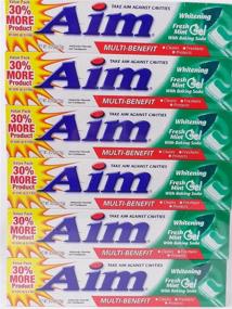 img 4 attached to Aim Toothpaste 6 oz Tube (Pack of 🦷 6) - Fresh Mint Gel for Optimal Oral Care!