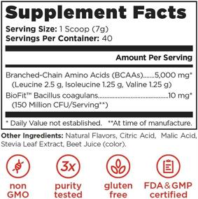 img 3 attached to Улучшите рост сухой массы мышц и восстановление с помощью старой школы Лабораторий Классический ВСАА 2:1:1 - Натуральный аромат арбуза и пробиотики BioFit для вкусного прилива энергии в любой деятельности