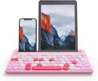 multi-device wireless keyboard, dual mode bluetooth and 2.4g, connects to 3 devices - cellphone, tablet, pc, smart tv, ios android windows - pink logo