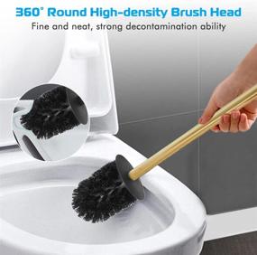 img 1 attached to 🚽 SUNTAI Stainless Steel 304 Bathroom Accessory - Round Toilet Brush Holder, Standing Design, Gold Finish