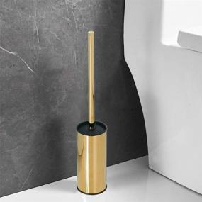 img 3 attached to 🚽 SUNTAI Stainless Steel 304 Bathroom Accessory - Round Toilet Brush Holder, Standing Design, Gold Finish