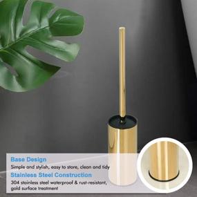 img 2 attached to 🚽 SUNTAI Stainless Steel 304 Bathroom Accessory - Round Toilet Brush Holder, Standing Design, Gold Finish