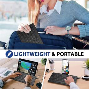 img 3 attached to 🖥️ ProCase Slim Wired Keyboard: Compact USB-C Keyboard with Foldable Stand, compatible with iPad/Android Tablets and Phones – Black