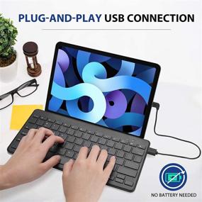 img 2 attached to 🖥️ ProCase Slim Wired Keyboard: Compact USB-C Keyboard with Foldable Stand, compatible with iPad/Android Tablets and Phones – Black