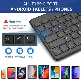 img 1 attached to 🖥️ ProCase Slim Wired Keyboard: Compact USB-C Keyboard with Foldable Stand, compatible with iPad/Android Tablets and Phones – Black