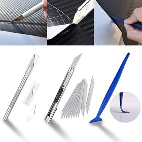 img 1 attached to Zanch Window Tint Tools Vinyl Wrap Kit for Corner Shower, Car, and Household: Shank Card, Felt Squeegee, Razor Scraper, Cutter Knife - Easy PPF & Glass Protective Film Installation Solution