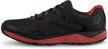 topo athletic trail running black men's shoes and athletic logo