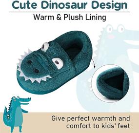 img 1 attached to Adorable Toddler Dinosaur Slippers: 🦕 Comfortable Indoor Shoes for Boys at Slippers