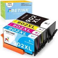 pretink compatible ink cartridge replacement for hp 902xl 902 xl ink cartridge to use with officejet 6978 6968 6962 6958 6970 6950 hp 902 ink cartridge printer (black logo