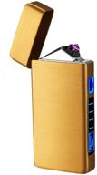 🔥 usb rechargeable dual arc lighter – windproof pocket plasma metal lighter, electric lighter with led battery display for fire, incense, candle (matt gold) logo