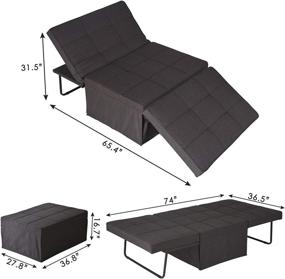 img 2 attached to 🛋️ Multi-Function Sofa Bed: Convertible Sleeper Chair with Adjustable Backrest - Brown