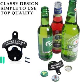 img 2 attached to KiKS Bottle Opener Wall Mounted - Unique Black Beer Opener for Man Cave and Home Bar Decor - Perfect Gift Idea for Men - Includes Mounting Kit and Gift Box